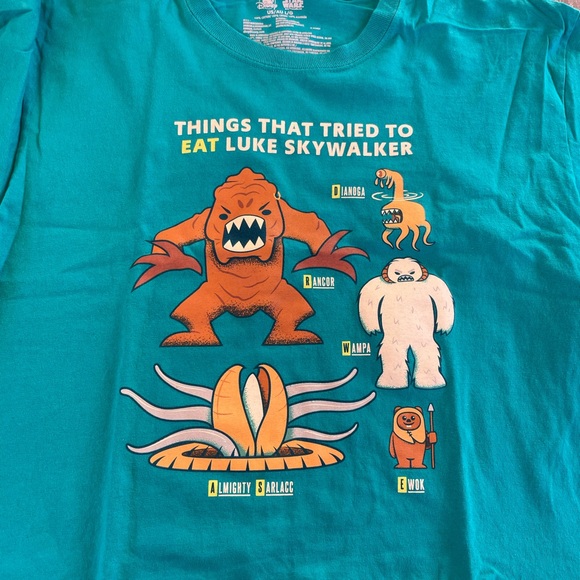 Disney Star Wars Teal Graphic Tee with Creatures - Picture 1 of 2